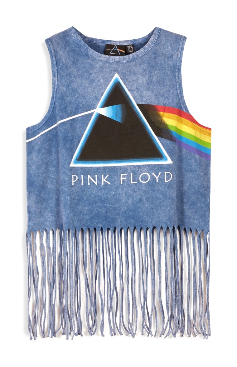 Blue Pink Floyd Fringe Vest